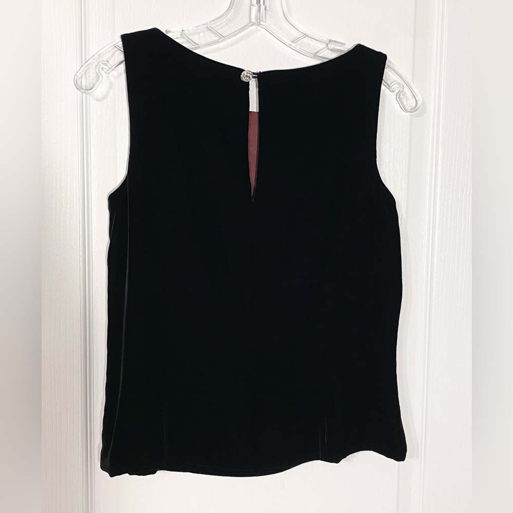 Vintage Ann Taylor SILK Blend Velvet Rhinestone Button Sleeveless Blouse Red 4 - Picture 2 of 5